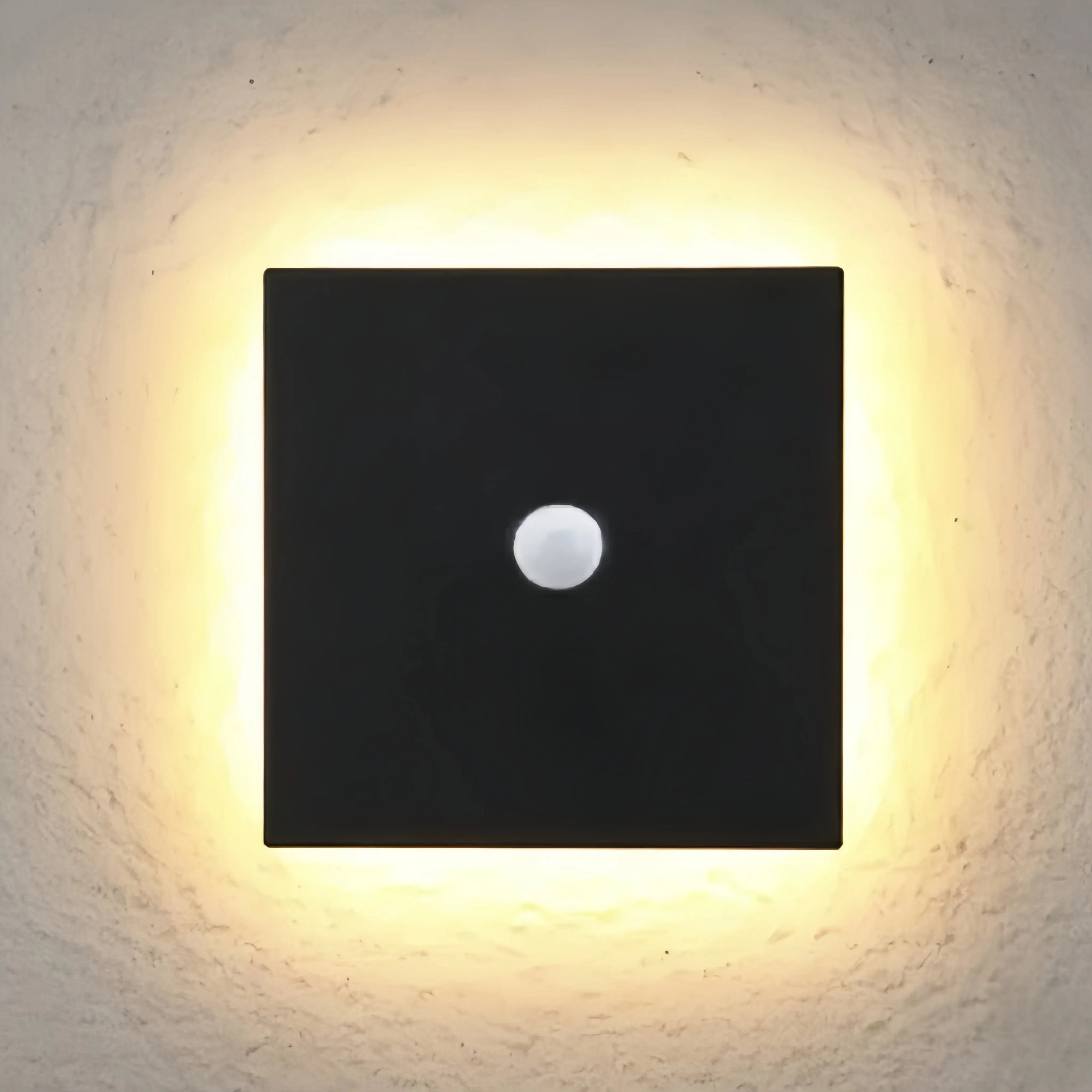 Solara Minimalist LED Outdoor Wall Lamp – Black/White Round/Square Porch Sensor Light